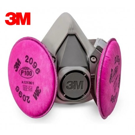 RESPIRADOR 3M 6000 CON FILTROS 2096 P100/GASES ACIDOS