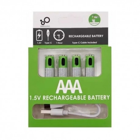 Pack 4 Pilas Aaa Ion Litio Recargables Usb.