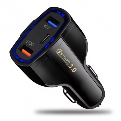 CARGADOR RAPIDO AUTO 2 USB + 1 USB-C 35W